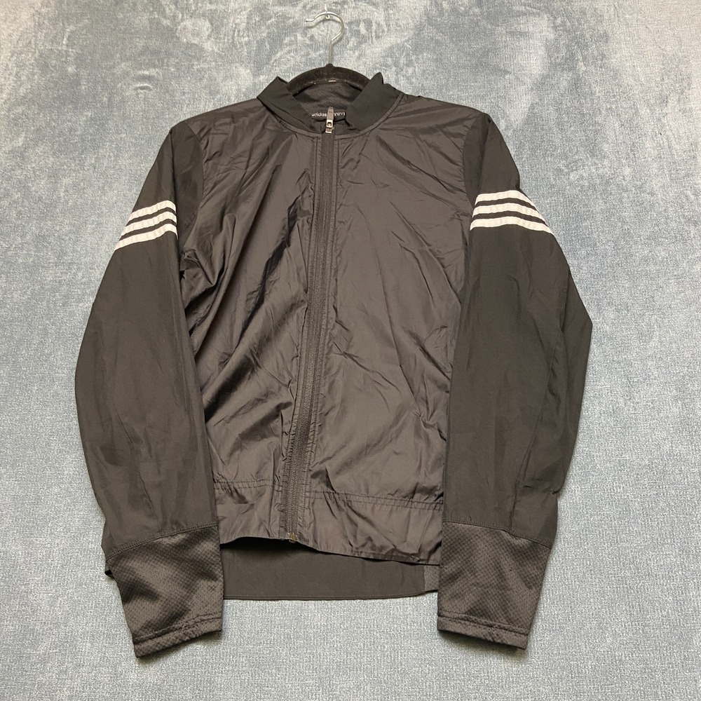 Adidas Response Running Jacket Womens Small Black Full Zip Mock Neck Long Sleeve